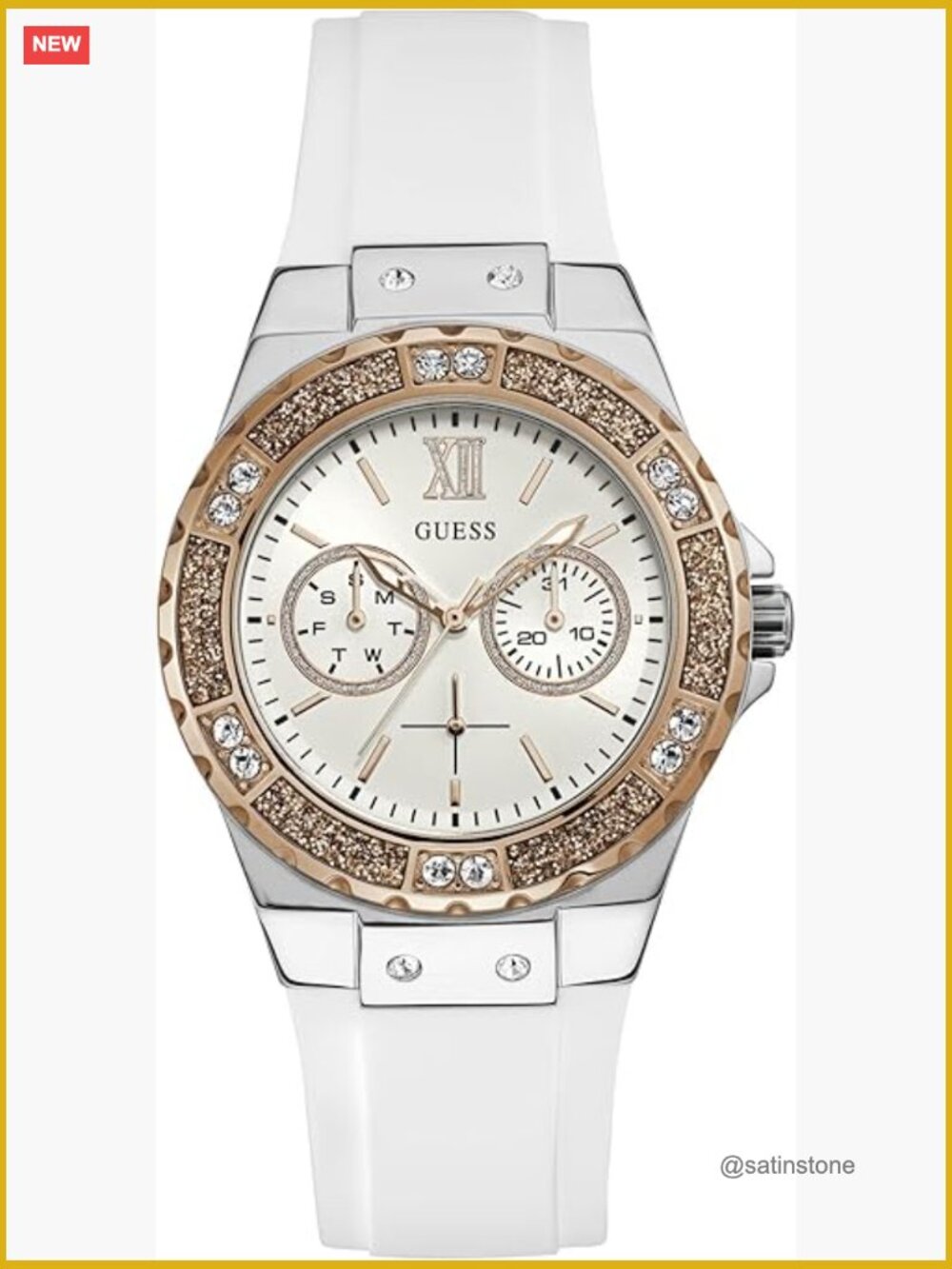 Stainless Steel + Silicone Multi-Function Wrist Watch with Day-Date